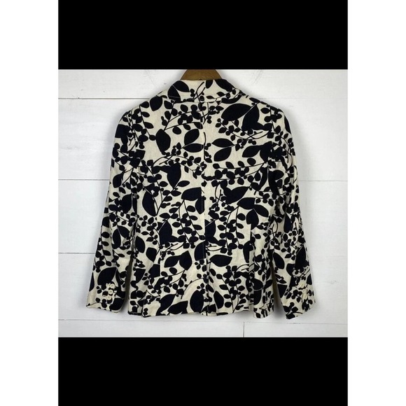 VTG Chadwick Classics Women's 4P Linen Cotton Blazer Jacket Ivory Black Floral - Picture 2 of 7